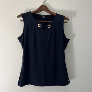 Tommy Hilfiger Suit Separates Sleeveless Top NAVY GOLD ACCENT  (L) NWT
